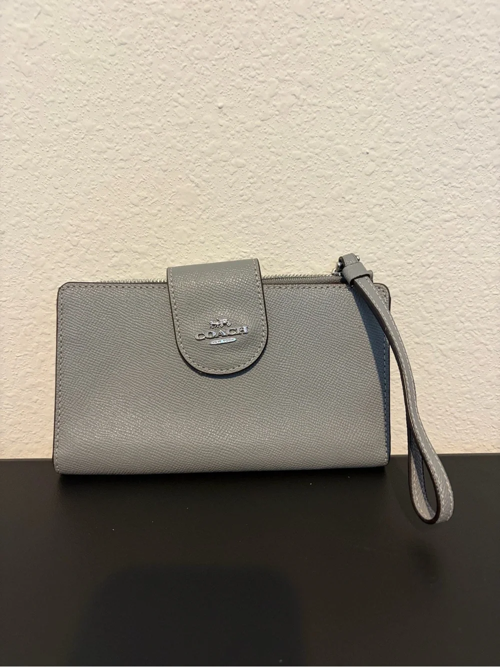 Coach Light Gray Leather Wristlet Wallet